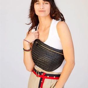 Clare V. Black Woven Zig Zag Grande Fanny